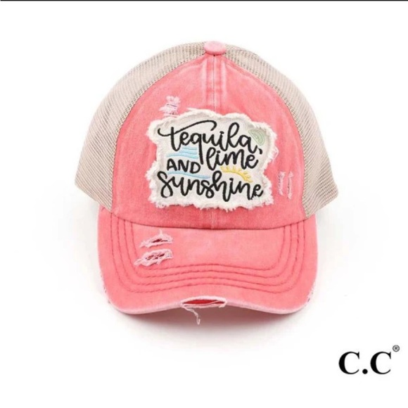 Accessories - NWT C.C Tequila, Lime, and Sunshine Patch Criss Cross Pony Cap